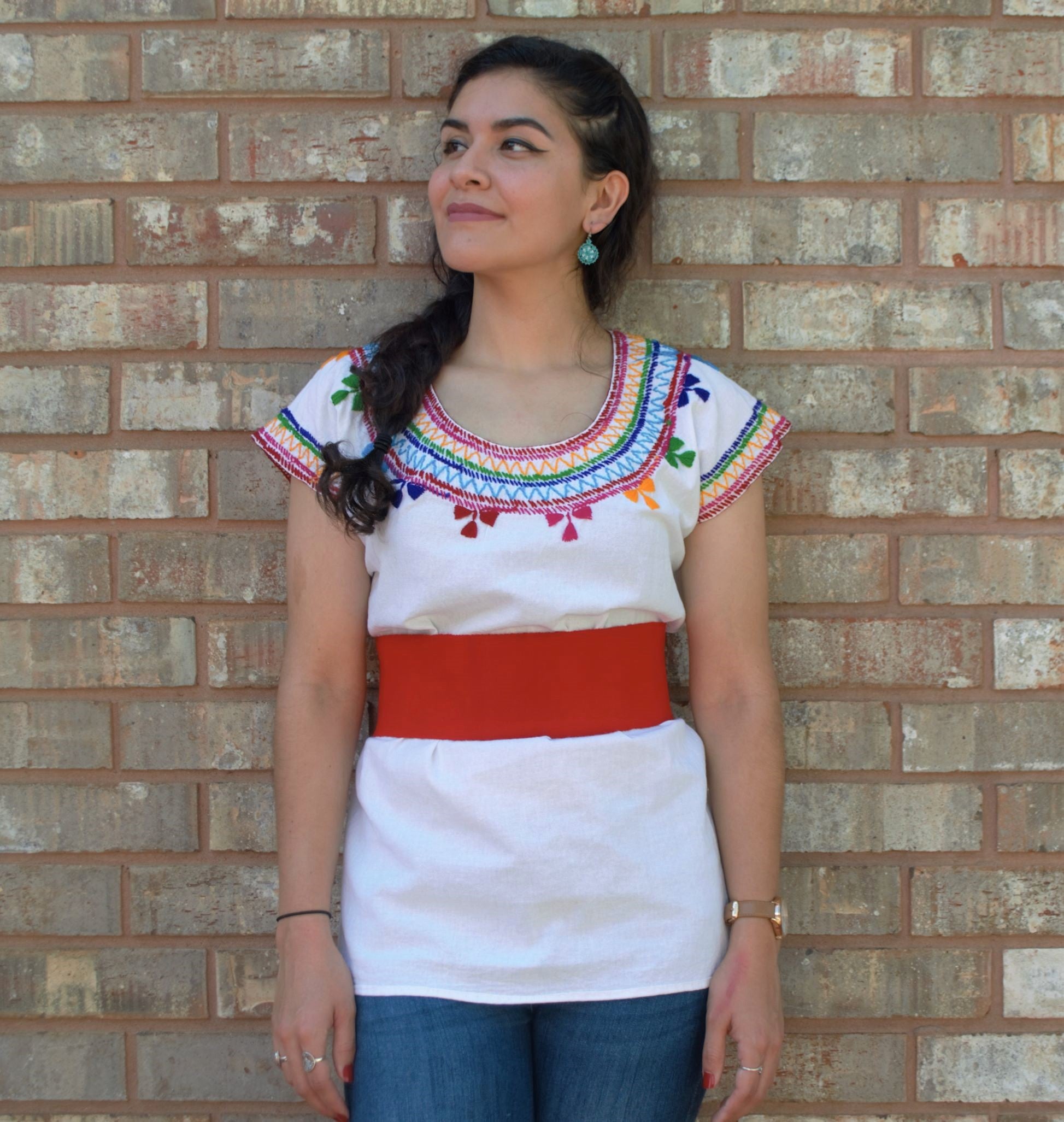 Vestido de rebozo Faja Mexican Dress Belt Embroidery Chiapas 1 Size  Unitalla K61