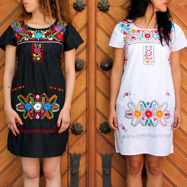 Mexican embroidered long clearance dress